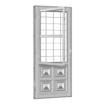 Porta de Aço Postigo Quadriculado Silver sem Vidro 81x215 R50 Abertura Esquerda Prata