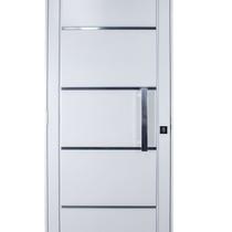 Porta de Aço Social Slim 215x84x12cm com Puxador Pequeno Ideal Crv Esquadrias Abertura Esquerda