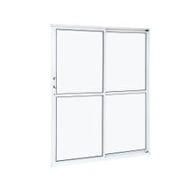 Porta de Aluminio Balcão 210x160cm 2 Folhas com Vidro Liso e Batente 7,9cm Cristal Ramassol Branco