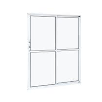 Porta de Aluminio Balcão 210x160cm 2 Folhas com Vidro Liso e Batente 7,9cm Cristal Ramassol Branco