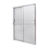 Porta de Aluminio Balcão 210x160cm 3 Folhas Vidro Liso e Batente 12,2cm Cristal Ultra Ramassol Branco