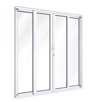 Porta de Alumínio Balcão 215x200 4 Folhas com Vidro Liso Lucasa Alumínio