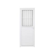 Porta de Alumínio C/grade e Veneziana Inferior -80x210- Esquerda - Branca