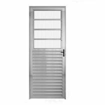 Porta de Alumínio com Basculante 210x90cm Hale Esquadrias Abertura Direita Acetinado