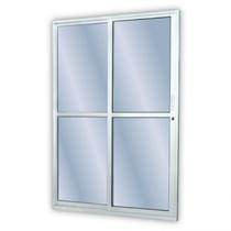 Porta de Alumínio de Correr 210x140cm 2 Folhas 1 Fixa com Vidro Liso Temperado MGM Branco