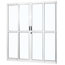 Porta de Aluminio de Correr 210x180cm 4 Folhas 2 Fixas com Vidro Liso Temperado Mgm Porta de Aluminio de Correr 210x180cm 4 Folhas 2 Fixas com Vidro Liso Temperado Mgm