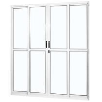 Porta de Aluminio de Correr 210x200cm 4 Folhas 2 Fixas com Vidro Liso Temperado MGM