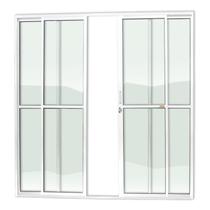 Porta de Alumínio de Correr 210x200cm 4 Folhas com Vidro Liso Super Brilhante Brimak Branco Porta de Alumínio de Correr 210x200cm 4 Folhas com Vidro Liso Super Brilhante Brimak Branco