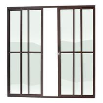 Porta de Alumínio de Correr 210x240cm 4 Folhas 1/3 com Vidro Liso Corten Super Brimak Porta de Alumínio de Correr 210x240cm 4 Folhas 1/3 com Vidro Liso Corten Super Brimak
