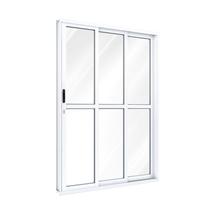 Porta de Aluminío de Correr 213x150cm 3 Folhas com Divisão e Vidro Riobras Branco Ullian Esquadrias Metálicas Porta de Aluminío de Correr 213x150cm 3 Folhas com Divisão e Vidro Riobras Branco Ullian Esquadrias Metálicas