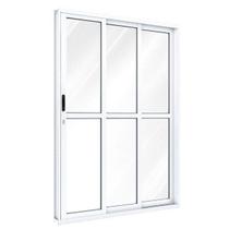 Porta de Aluminío de Correr 213x150cm 3 Folhas com Divisão e Vidro Riobras Porta de Aluminío de Correr 213x150cm 3 Folhas com Divisão e Vidro Riobras