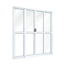 Porta de Aluminío de Correr 213x200cm 4 Folhas com Divisão e Vidro Riobras Branco Porta de Aluminío de Correr 213x200cm 4 Folhas com Divisão e Vidro Riobras Branco