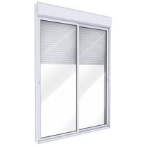 Porta de Alumínio de Correr Lateral 2 Folhas Persiana Integrada Automatizada 110 Volts - 235x160 Branco Lucasa