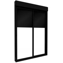 Porta de Alumínio de Correr Lateral 2 Folhas Persiana Integrada Automatizada 220 Volts 235x160 Preto Lucasa