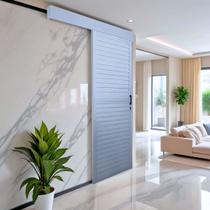 Porta de Alumínio de Correr Sobrepor 215x90cm Laminada Reversil Soft Plus Mgm Abertura Esquerda