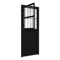 Porta de Alumínio de Giro Mista com Postigo e Grade 215x85cm Riobras Abertura Esquerda Porta de Alumínio de Giro Mista com Postigo e Grade 215x85cm Riobras Abertura Esquerda