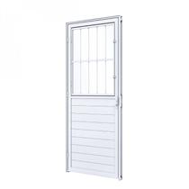 Porta de Alumínio Lambri 215x85cm com Postico e Vidro Liso Lucasa Alumínios Abertura Direita