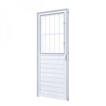 Porta de Alumínio Lambri 215x85cm com Postico e Vidro Liso Lucasa Alumínios Abertura Esquerda