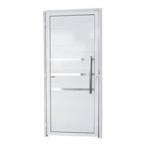 Porta de Alumínio Lambril 210x100cm com Friso e Puxador Super Brimak Abertura Direita Branco Porta de Alumínio Lambril 210x100cm com Friso e Puxador Super Brimak Abertura Direita Branco