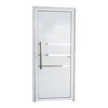 Porta de Alumínio Lambril 210x100cm com Friso e Puxador Super Brimak Abertura Esquerda Branco Porta de Alumínio Lambril 210x100cm com Friso e Puxador Super Brimak Abertura Esquerda Branco