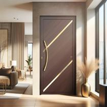Porta de Aluminio Lambril 210x100cm com Puxador Super Duna Brimak Abertura Direita