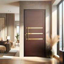 Porta de Aluminio Lambril 210x80cm Frisada com Puxador Super