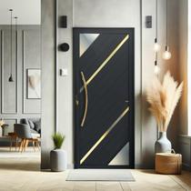 Porta de Aluminio Lambril 210x90cm com Puxador Super Oasis Brimak Abertura Esquerda