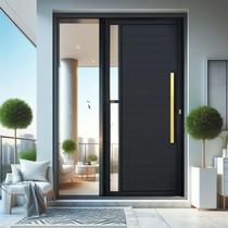 Porta de Aluminio Lambril 210x90cm com Puxador Super Visione Brimak Abertura Esquerda