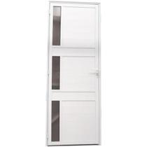 Porta de Alumínio Lambril com Vidro Branca Esquerda 210x80cm - FACCE