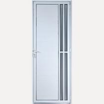 Porta De Alumínio Lambril Com Visor 2 Torres 2,10 X 0,90 Direita Linha All Soft Cor Branco