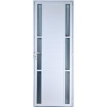 Porta De Alumínio Lambril Com Visor Duplo 2,10 X 0,70 Esquerda Linha All Soft Cor Branco
