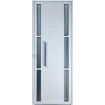 Porta De Alumínio Lambril Com Visor Duplo Com Puxador 2,10 X 1,00 Esquerda Linha All Soft Cor Branco
