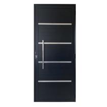 Porta de Alumínio Lambril Preto Com Puxador e Friso Linha 25 - DC Porta de Alumínio Lambril Preto Com Puxador e Friso Linha 25 - DC