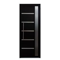 Porta de Alumínio Lambril Solara Preta com Visor e Puxador 80 X 210 Abertura Esquerda