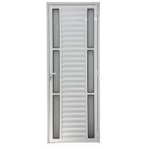 Porta De Aluminio Palheta Branca Com Vidro Duplo Linha 25 - 210x70 Esquerda