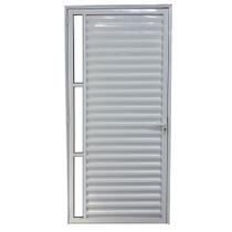 Porta De Aluminio Palheta Branca Com Vidro Linha 25 - 210x70 Esquerda