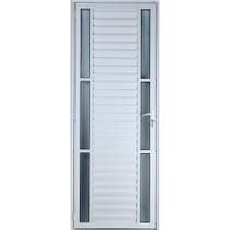 Porta De Alumínio Palheta Com Visor Duplo 2,10 X 1,00 Direita Linha All Soft Cor Branco