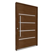 Porta de Alumínio Pivotante Amadeirada com Friso 225cm X 130cm Lucasa Eccellente Abertura Direita