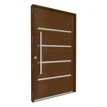 Porta de Alumínio Pivotante Amadeirada com Friso 225cm X 130cm Lucasa Eccellente