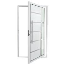 Porta de Alumínio Pivotante Lambri 210x100cm com Puxador Miraggio Super Brimak Abertura Esquerda Branco Porta de Alumínio Pivotante Lambri 210x100cm com Puxador Miraggio Super Brimak Abertura Esquerda Branco