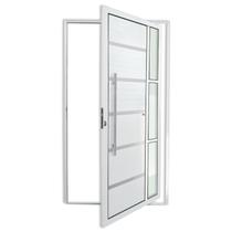 Porta de Alumínio Pivotante Lambri 210x120cm com Puxador Miraggio Super Brimak Abertura Esquerda Porta de Alumínio Pivotante Lambri 210x120cm com Puxador Miraggio Super Brimak Abertura Esquerda