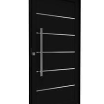 Porta de Alumínio Pivotante Lambri 215cm X 105 com Friso e Puxador de 80cm Lucasa Ideale Preto