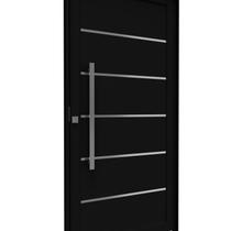 Porta de Alumínio Pivotante Lambri 215cm x 105 com Friso e Puxador de 80cm Lucasa Ideale Preto Porta de Alumínio Pivotante Lambri 215cm x 105 com Friso e Puxador de 80cm Lucasa Ideale Preto