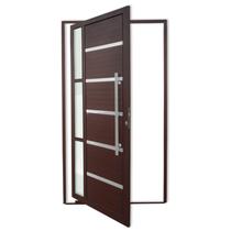 Porta de Alumínio Pivotante Lambril 210x120cm com Puxador Corten Super Miraggio Brimak