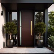 Porta de Aluminio Pivotante Lambril 210x120cm com Puxador Super Visione Brimak Abertura Esquerda