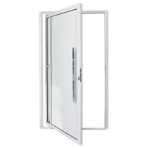 Porta de Alumínio Pivotante Lambril 210x120cm com Puxador Visione Super Brimak Abertura Direita Branco Porta de Alumínio Pivotante Lambril 210x120cm com Puxador Visione Super Brimak Abertura Direita Branco