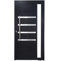 Porta de Alumínio Pivotante Preto Com Puxador, Friso e Visor Linha 30 - DC Porta de Alumínio Pivotante Preto Com Puxador, Friso e Visor Linha 30 - DC