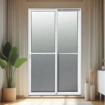 Porta de Correr 2 Folhas Moveis 210 X 120 Elite com Fechadura Tetra Vidro Liso Branco