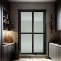 Porta de Correr 2 Folhas Moveis 210 X 120 Elite com Fechadura Tetra Vidro Liso