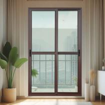 Porta de Correr 2 Folhas Moveis 210 X 150 Elite com Fecho Automático Vidro Liso